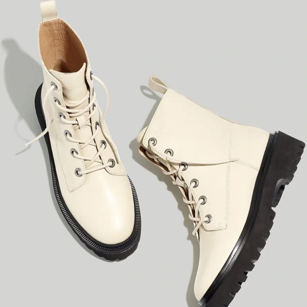 Madewell Rayna Lace-up Lug sole boots I leather - harvest moon Size 6.5 - Picture 3 of 12